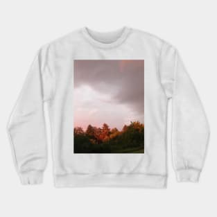 Natural color splendor of the sky before storm with red trees sun reflection Crewneck Sweatshirt